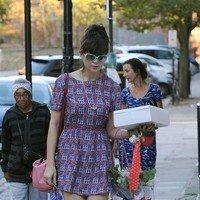 Daisy Lowe and a female companion walking her pet dog | Picture 89015